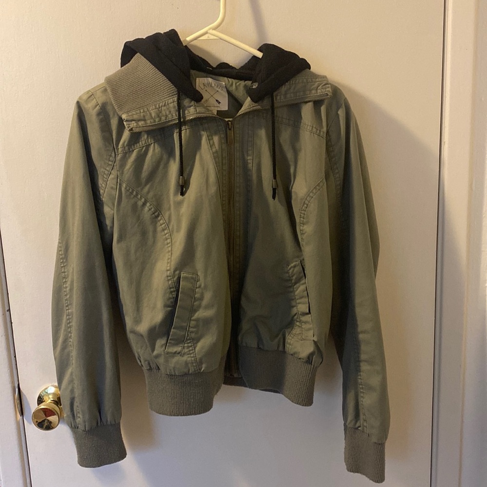 Olive Green LA Hearts Bomber Jacket